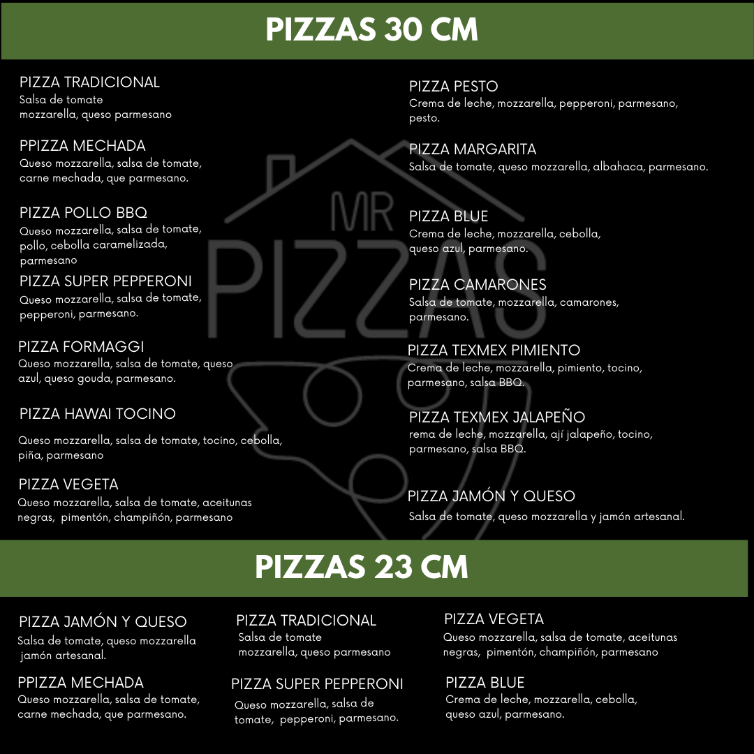 Pack 10 Pizzas Congeladas 30 cm artesanales.