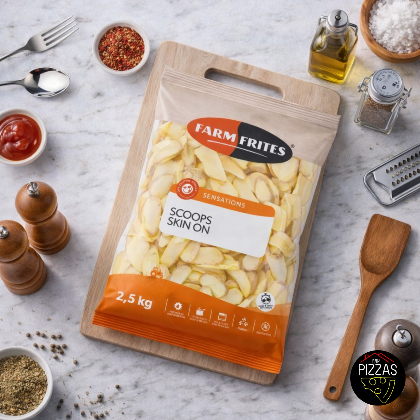 Caja Papas Prefritas Scoops 12.5 kg