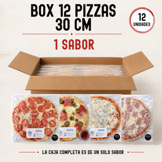 Box 12 Pizzas de 30 cm – Elige 1 Sabor